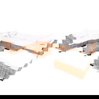 Set mobilier cu canapea 27 piese vidaXL, culoare naturala, ratan, maro