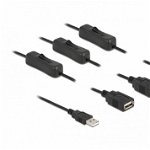 Cablu de alimentare USB-A la 3 x USB-A T-M cu switch On/Off 1m, Delock 86804, Delock