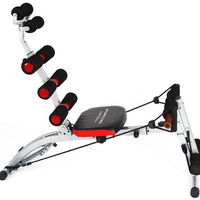 Banca multifunctionala TECHFIT® AB Multi Crunch – aparat fitness 6 in 1 pentru abdomen, spate, biceps, triceps si umeri, tehnologie Body Back, include corzi antrenament, compact si pliabil