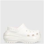 Crocs papuci Classic Mega Crush Clog femei, culoarea alb, cu platformă 206867, Crocs