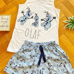 Pijama dama alba scurta cu imprimeu Olaf, 