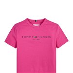 Tommy Hilfiger, Tricou din bumbac organic cu imprimeu logo, Verde