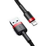Cablu Date si Incarcare Baseus, Cafule, USB-A - tip Lightning, 2.4A, 0.5m, Negru/Rosu