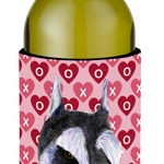 Caroline`s Treasures Schnauzer Hearts Love și Valentine`s Day Portret sticla de vin Hugger Roşu Wine Bottle, 