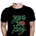 Tricou pentru barbati, Priti Global, personalizat cu mesaj crestin, Jesus is king, PRITI GLOBAL