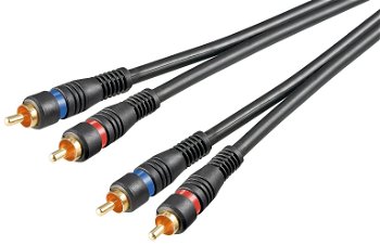 
Cablu Audio 2 x RCA Tata - 2 x RCA Tata, Contacte Aurite, Negru, 10m, Goobay
