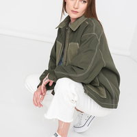 Converse, Jacheta unisex cu fermoar Utility, Kaki