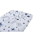 Lenjerie patut bebe, SomnART, cearceaf pat 60x120x10 cu elastic, cearceaf pilota 80x110, perna joasa 20x35, Rachete