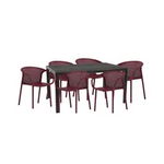 Mobilier gradina, terasa RAKI masa maro 156x76x74cm cu 6 scaune CHICAGO culoare neagra