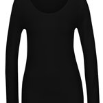 Bluza basic neagra cu decolteu rotund Selected Femme Mio, Selected Femme