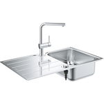 Set chiuveta inox Grohe K500 45 cm 1 cuva cu picurator si baterie