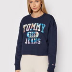 Tommy Jeans Bluză Crop Tie Dye 3 DW0DW12048 Bleumarin Cropped Fit