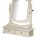 Oglindă de masă Adelaida, 56x49x18 cm, lemn de plop/ mdf/ metal, crem/ maro deschis