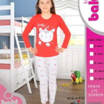 Pijama fete cu model imprimat, Baki, Lovely cat, 