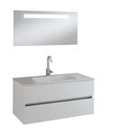 Set de baie 3 piese Darwin, 190x53x101 cm, melamină/ aluminiu/ abs/ sticlă/ rășină/ metal, alb