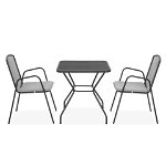Set 2 scaune spatar mediu si masa patrata, Berlin, L.70 l.70 H.72 cm, otel, negru/gri, Maison