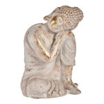 Decoratiune Buddha, Ibergarden, 28.5x43.5x37 cm, polirasina, alb/argintiu, Ibergarden