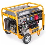 Generator curent 7.5kW 7500W 230V 380V 12V + pornire electrica la cheie + manere si roti motor benzina 15CP (PM1142)