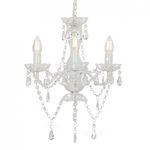 Candelabru cu mărgele, alb, rotund, 3 becuri E14