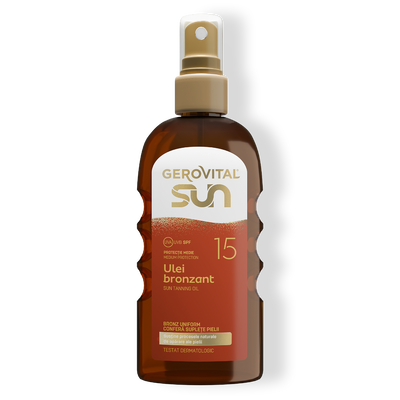 Ulei Bronzant Pentru Plajă Spf 15  Bronz Uniform și Hidratare, Gerovital Sun, 150 Ml, Gerovital Sun