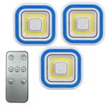 Set 3 lampi LED COB patrate cu telecomanda si control de la distanta ALBE, GAVE