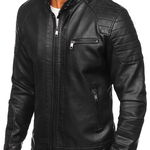 Geaca de piele biker neagra Bolf 88902, BOLF