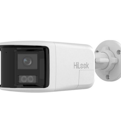 Camera supraveghere exterior IP panoramica cu iluminare duala Hikvision HiLook IPC-B460HAD-LUF/SL, 6 MP, 2.8 mm, IR/lumina alba 30 m, microfon si dif, Hikvision HiLook