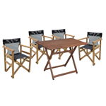Set de gradina masa si scaune Retto 5 bucati din lemn masiv de fag culoarea nuc, PVC negru 100x60x71cm, Pako World