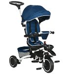 Tricicleta 7 in 1 pentru copii, scaun rotativ, maner de impingere reglabil, centura de siguranta, 12-50 de luni, albastru