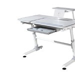 Masa de birou ergonomica cu suport tableta, pentru copii Comfortline Alb / Gri, L119xl73xH56-80 cm
