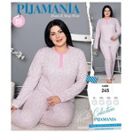 Pijama batal vatuita, cu imprimeu floral si nasturi, roz, 