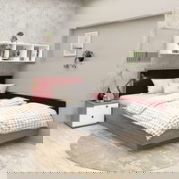 Pat copii de colt PRIMAVERA, Oak, Catifea Bej, Tamos