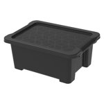 Cutie de depozitare negru lucios din plastic cu capac Evo Easy - Rotho, Rotho