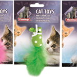 FLAMINGO Jucărie pisici Şoricel cu iarba pisicii 11x1x2,5cm, diverse culori, Flamingo