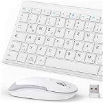 Set tastatura si mouse Wireless iClever, aluminiu/plastic, alb, 2,4 GHz
