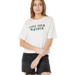 Imbracaminte Femei LAmade Love Your Mother Earth Crop Band Tee with Give Back To Tree People Angel Wing, LAmade