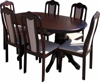 Set masa RH7017T cu 6 scaune RH558C, ovala, 6 persoane, expresso, 150x90x76 cm, Marcel Prod