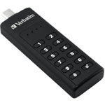 Verbatim Memorie USB Verbatim Keypad Secure 32GB USB-C, Negru, Verbatim