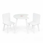 Set de masa in forma de luna si doua scaune pentru copii Ecotoys WH140 - Alb
