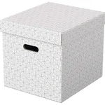 Cutie depozitare Esselte Recycled, carton, 100% reciclat, FSC, 36x32x31 cm, cu capac, 3 buc/set, alb