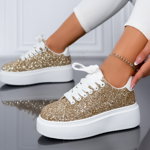 Pantofi Sport, culoare Auriu, material Glitter - cod: P12527, ABC