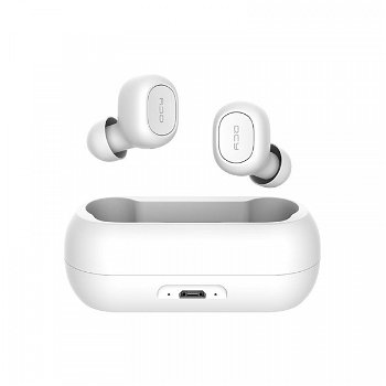 Casti wireless Xiaomi QCY T1 earbuds, TWS, bluetooth 5.0, stereo, microfon, modul Realtek, 380 mAh, albe