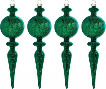 Set de 4 globuri KI Store, sticla, verde, 20 cm