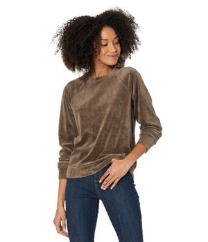 Imbracaminte Femei Monrow Velour Vintage Raglan Dusty Olive, Monrow