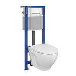 Set vas wc suspendat Moduo cu capac soft close, rezervor incastrat System 21 si clapeta sticla alba, Cersanit