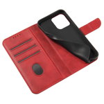 Husa Magnet Wallet Stand compatibila cu iPhone 15 Pro Red, OEM