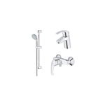 Set baterii lavoar si cada - dus Grohe Eurosmart New M cu set de dus crom