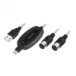 ADAPTOR audio LOGILINK USB-A M to 2 x Midi In-Out 5-pin LED cablu 1.9m USB powered and UA0037N and UA0037N