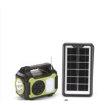 Kit solar GD-8072, dotat cu dispozitive USB, 4 becuri si radio, negru/verde ENG-GROS, 