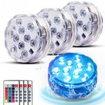 Set 4 lampi LED RGB cu telecomanda rezistente la apa, GAVE